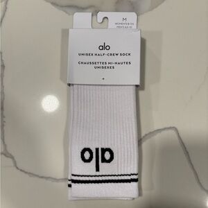 ALO Yoga White Unisex Half-Crew Socks